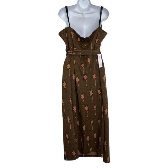 Hutch X Modcloth Dress Palm Tree Faux Wrap Black Ochre New 3X - Picture 2 of 12